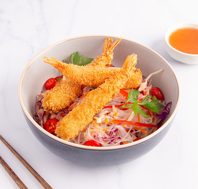 Crumbed Prawns with Vermicelli Noodle Salad